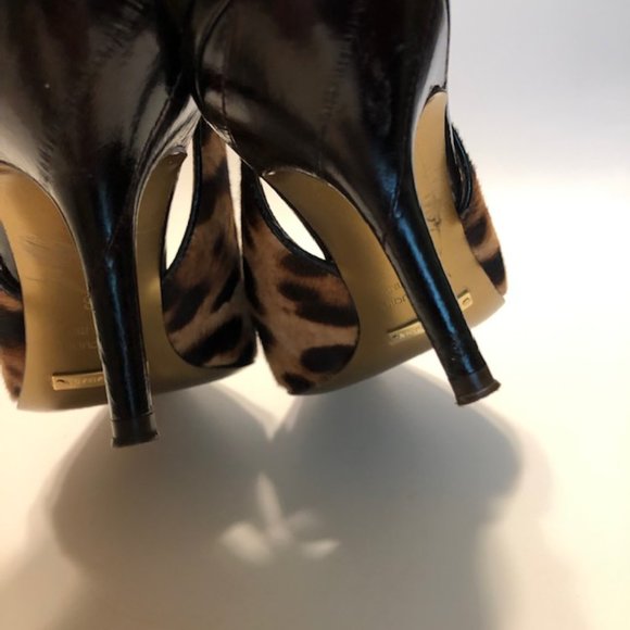 Dolce & Gabbana Sz 38 Vintage Vero Cuoio Leopard Pointed Toe 3” Slingback Pumps - Picture 10 of 16
